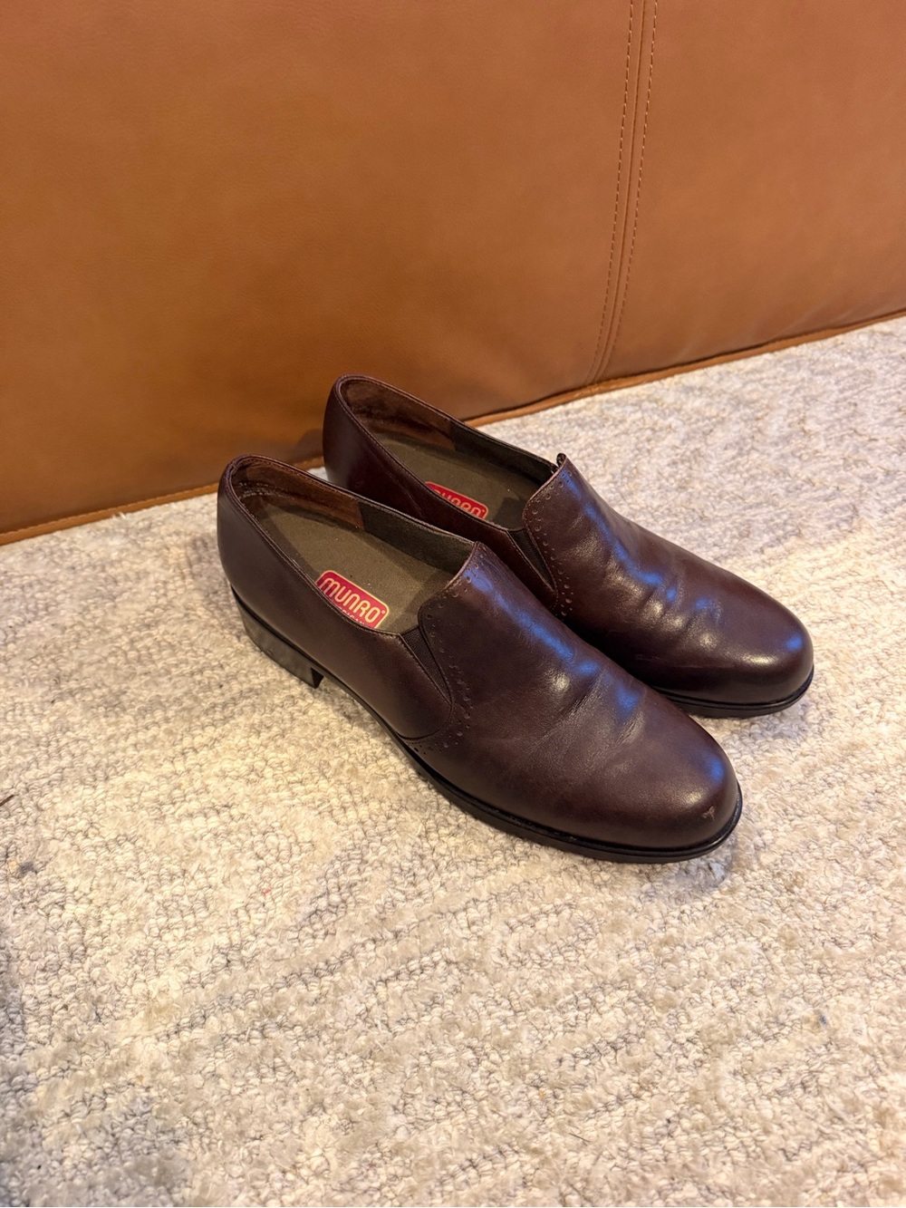 Munro Dark Brown Leather Slip-On Loafers